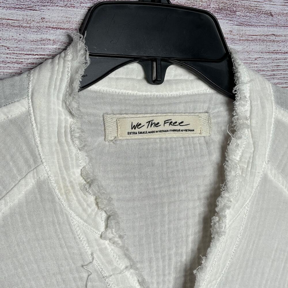 We The Free White Summer Daydream Gauze Pockets Button Down Oversized Top XS - Picture 5 of 7